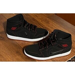 Air Jordan 1 Mid Black Red Fearless Come Fly With Me Men's Mid Top Size 11.5